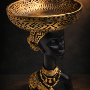 royal african woman head bowl – premium home décor sculpture