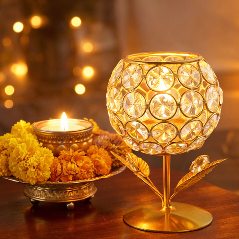 luxury crystal globe candle holder – golden metal decorative tealight stand luxury crystal globe candle holder – golden metal decorative tealight stand