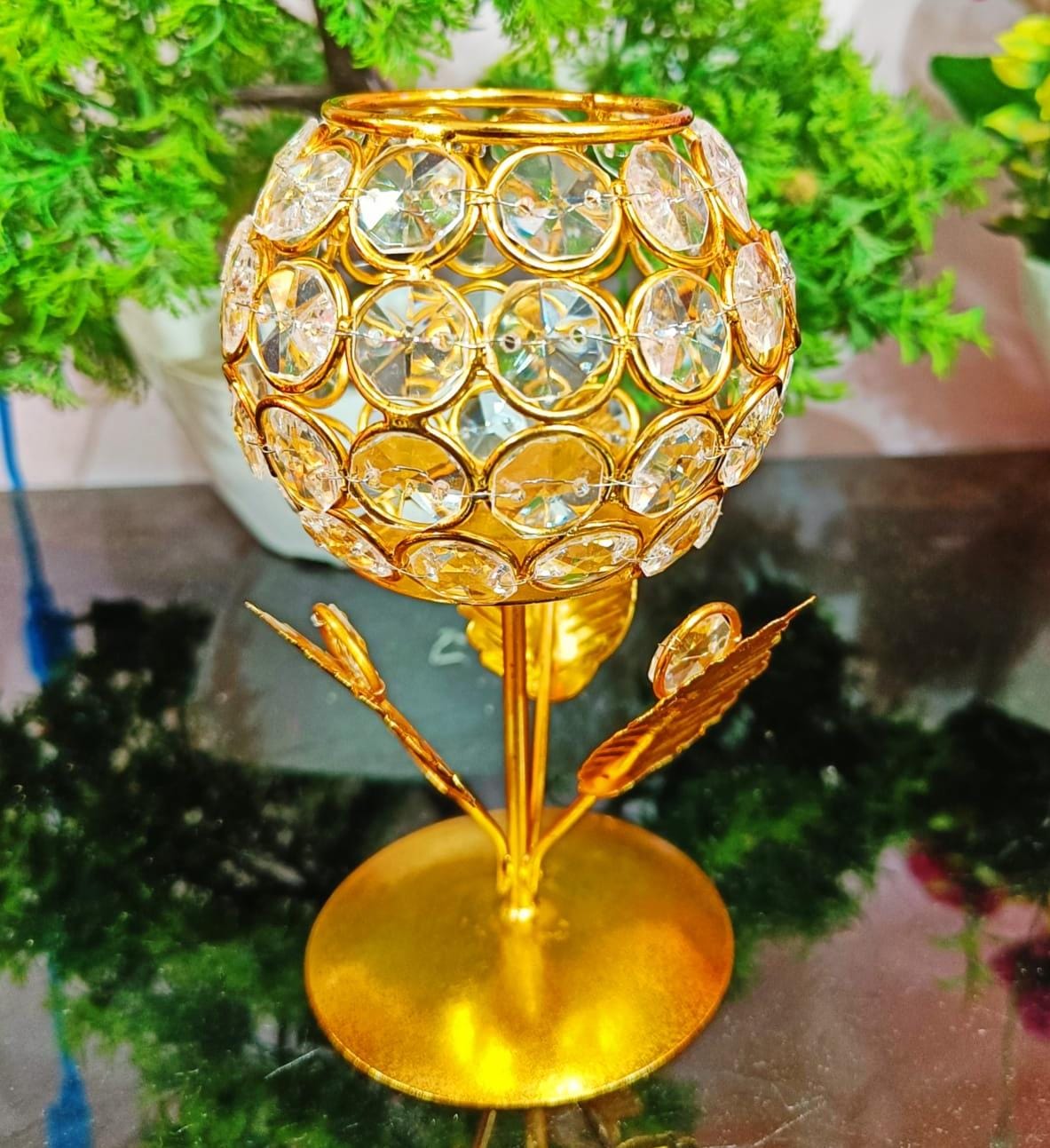 luxury crystal globe candle holder – golden metal decorative tealight stand luxury crystal globe candle holder – golden metal decorative tealight stand